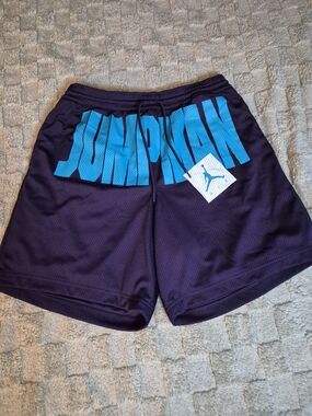 Retro Jordan Men’s Gape/Purple Basketball Shorts with Blue Jumpman Logo